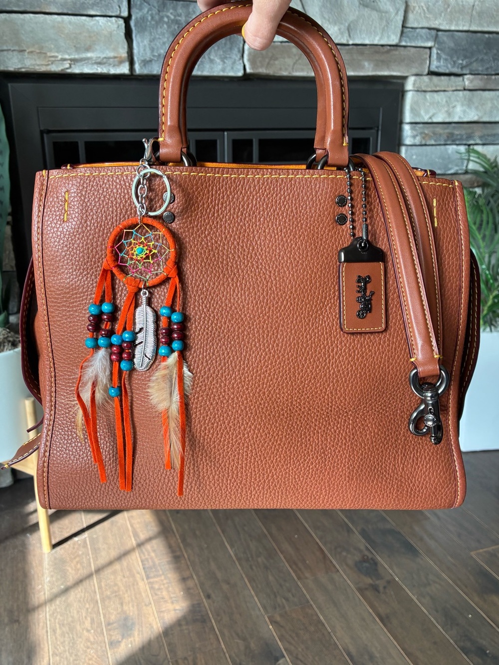 Coach 1941 Rogue 31 Leather Satchel Purse, 38124, Tan / Brown / Gunmetal